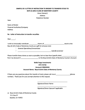 Letter of Instruction to Financial Institution  Form