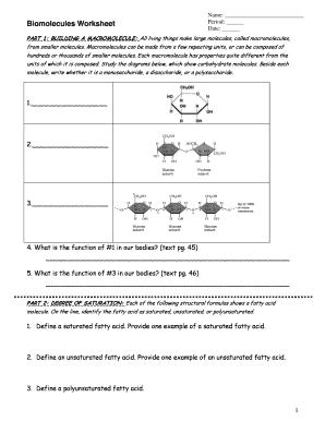 Biomolecules Worksheet  Form