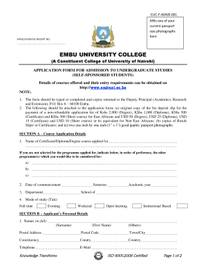 Embu College Application Form