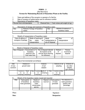 Form 3 Hazardous Waste Filled Format