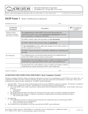 Ssop Checklist  Form