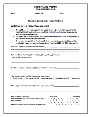 Nutrition Follow Up Template  Form