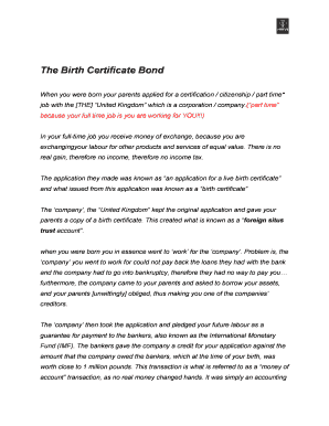 Birth Certificate Bond PDF  Form