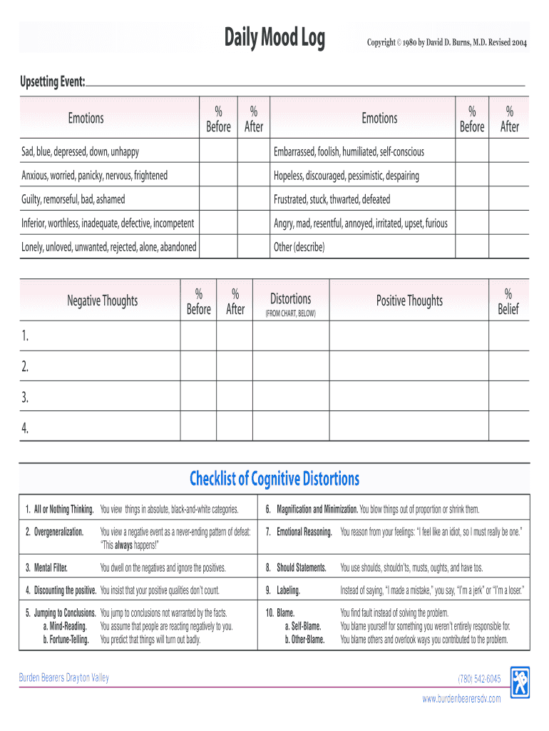 Daily Mood Log  Form