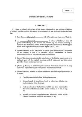 Omnibus Sworn Statement  Form