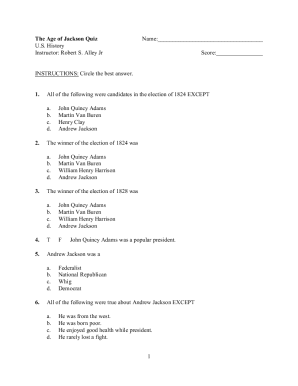 The Age of Jackson Complete Unit Guide Packet Answers  Form