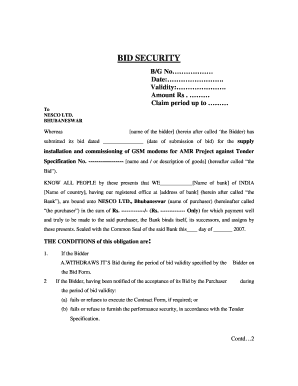 Bid Security  Form