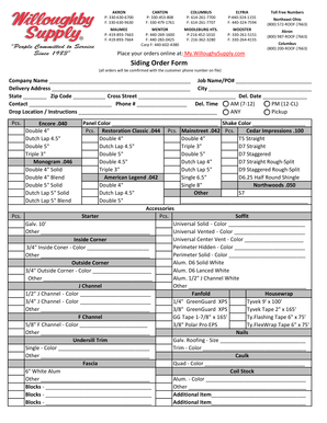 Printable Siding Forms