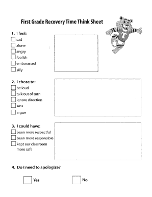 First Grade Recovery Time Think Sheet  Form