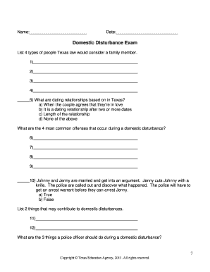 Domestic Disturbance Exam Form