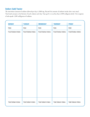 Sodium Salt Tracker  Form