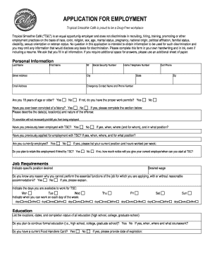 Tropical Smoothie Cafe Application - Fill Out and Sign Printable PDF  Template | signNow