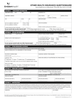 Coordination of Benefits PPO EmblemHealth  Form