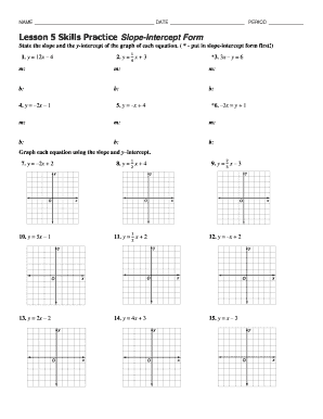 Lesson 4 Homework Practice Slope Intercept Form Answer Key