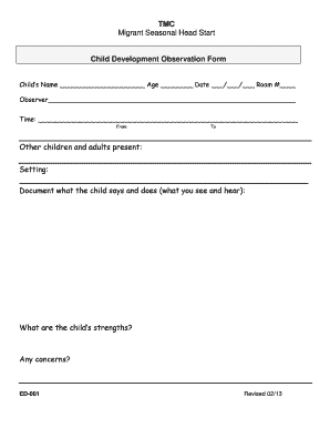 Child Observation Form