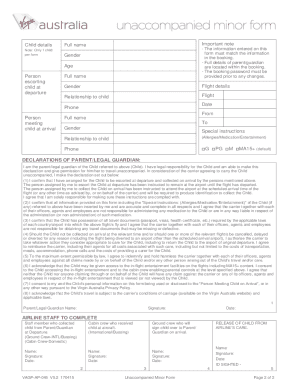  Virgin Unaccompanied Minor Form 2015-2024