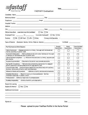 Fastaff Evaluation Form