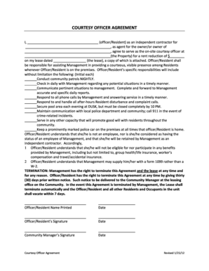 Samples of Courtesy Officer Agreement  Form