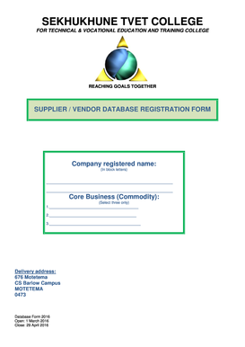 Motetema College Application  Form