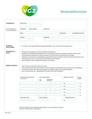 Vgz Declaratieformulier