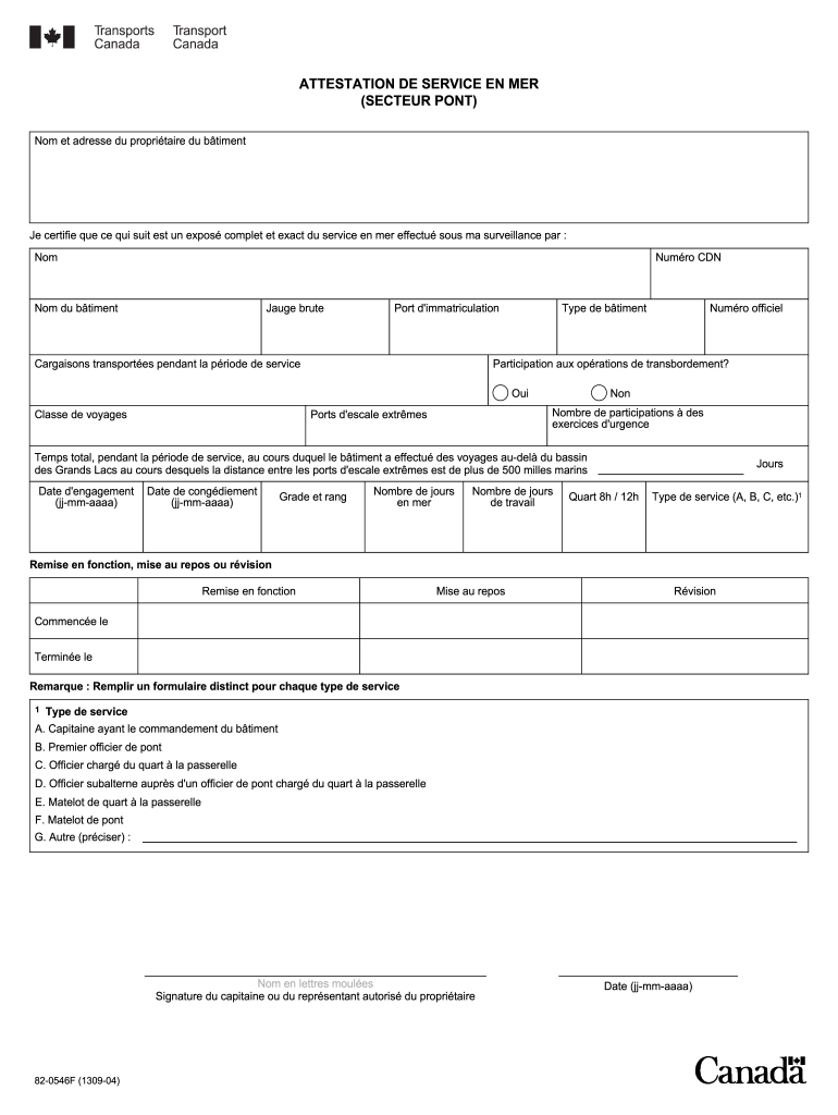  ATTESTATION DE SERVICE EN MER SECTEUR PONT 2004-2024