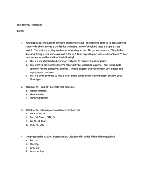 Final Exam Phlebotomy  Form