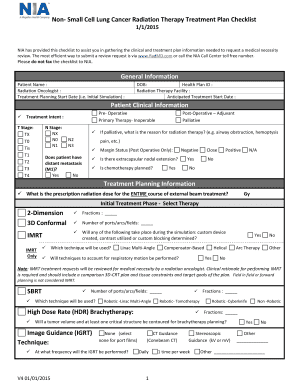  Non Small Cell Lung Cancer Radiation Therapy Treatment Plan Checklist 2015
