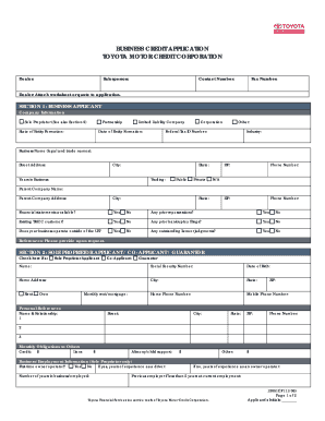 Toyota Credit Application PDF  Form