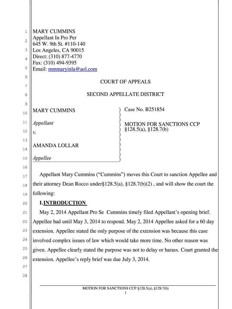 Blank Pleading Template with Line Numbering Word  Form