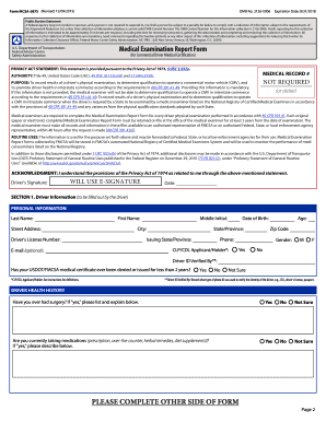 FMCSA Form MCSA 5875 Medical Examination Report Form Sh Hs