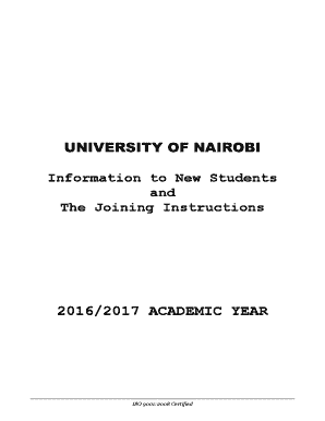 Uon Joining Instructions  Form