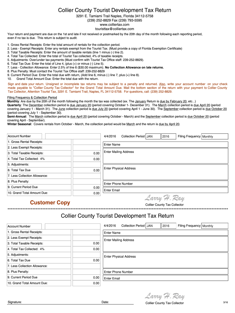  Collier County Tourist Tax 2016