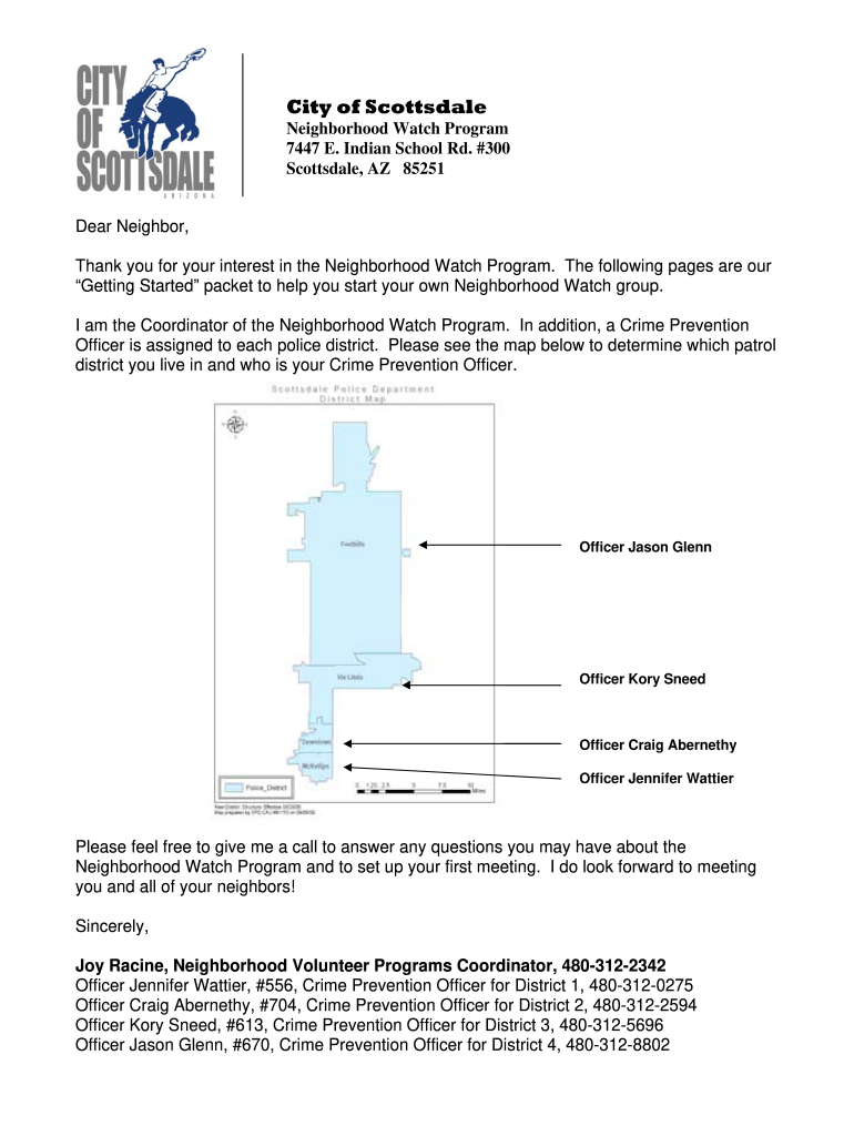 City of Scottsdale Neighborhood Watch Program 7447 E  Form