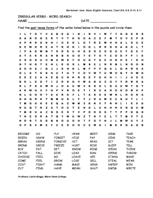 Find the Past Tense Forms of the Verbs Listed below in the Puzzle and Circle Them