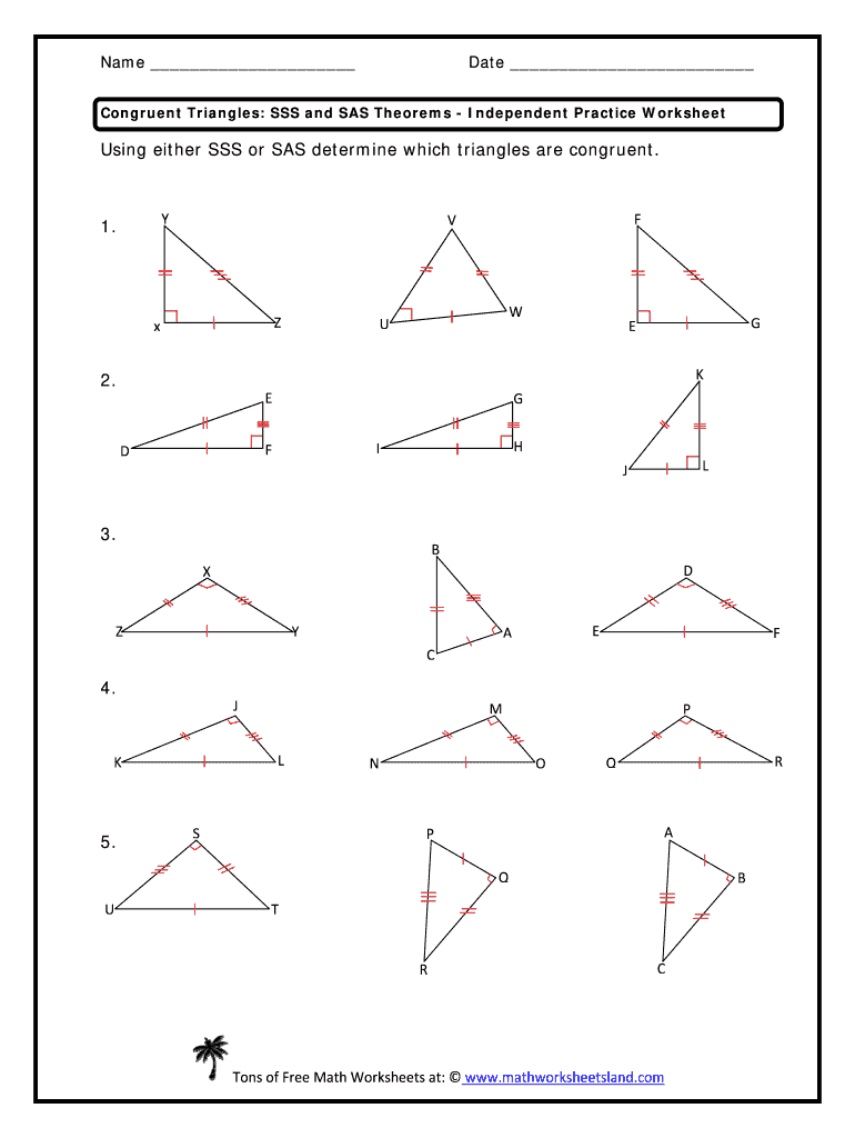 Triangle Congruence Sss and Sas Answer Key  Form