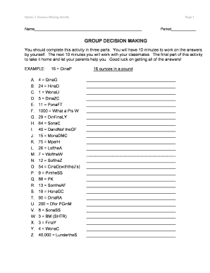 Group Decision Making Worksheet  Form
