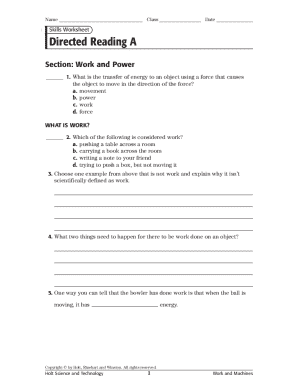 Skills Worksheet Directed Reading  Form