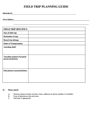 FIELD TRIP PLANNING GUIDE WCISEC  Form
