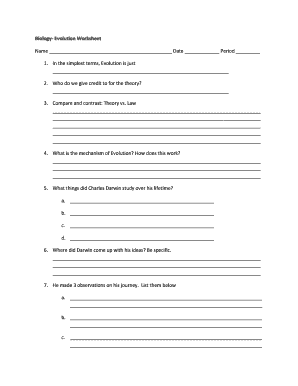 Evolution Worksheet High School PDF  Form