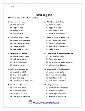 Analogies Worksheet  Form