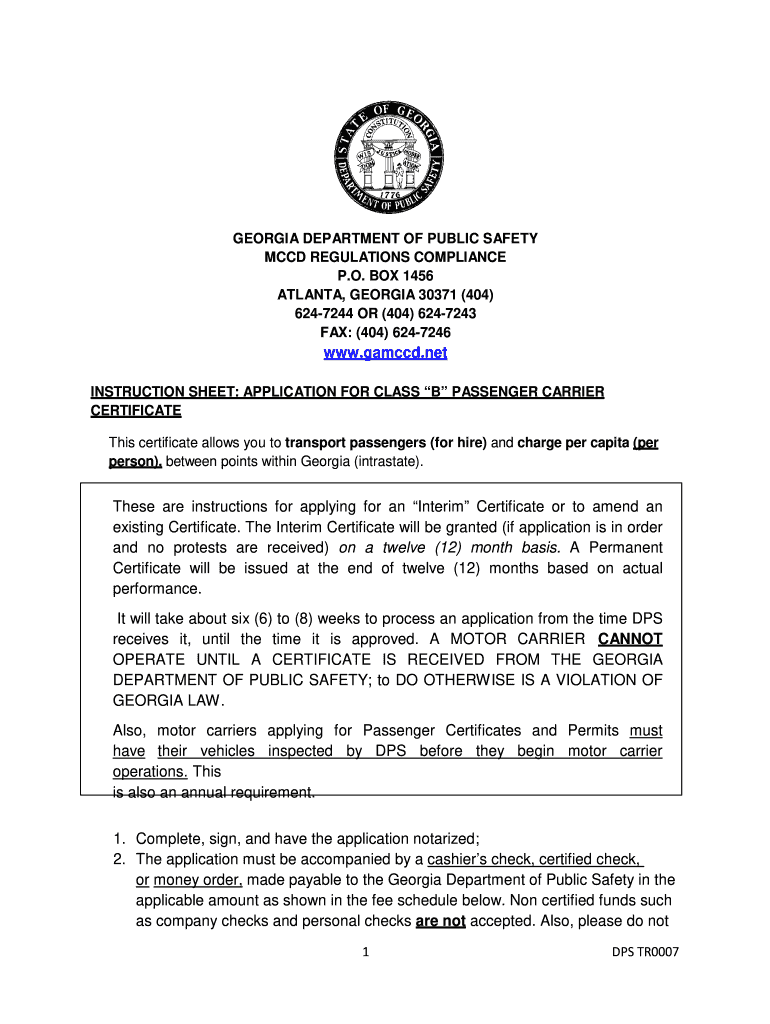 DPS TR0007 MCCD Regulations Compliance  Form