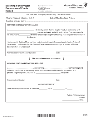 Matching Fund Project Modern Woodmen of America 1701 1st Extranet Modern Woodmen  Form