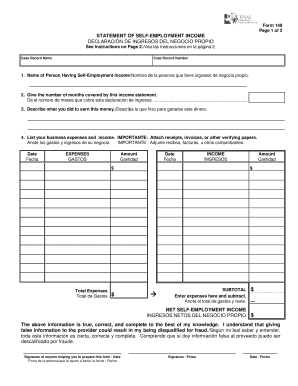 Self Employment Income  Form