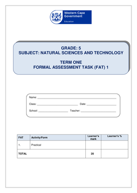 Grade 5 Natural Science Term 3 Test Papers  Form