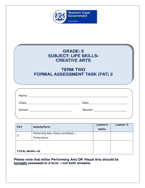 Creative Arts Grade 6 Exam Papers  Form