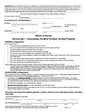 Waiver of Service Form