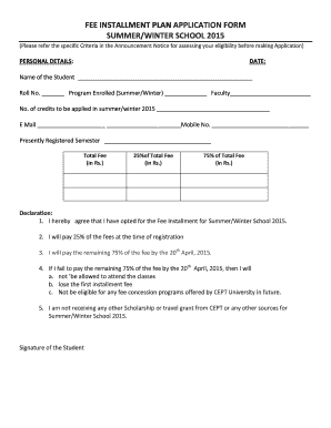 School Fees Installment Plan  Form