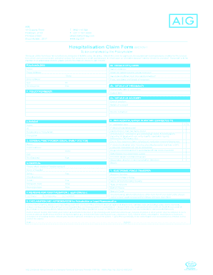 Aig Hospitalisation Claim Form