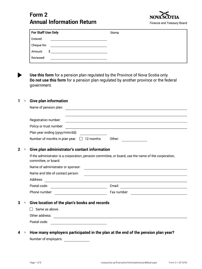 Form 2 Annual Information Return Nova Scotia