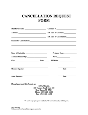 Endurance Cancellation Form
